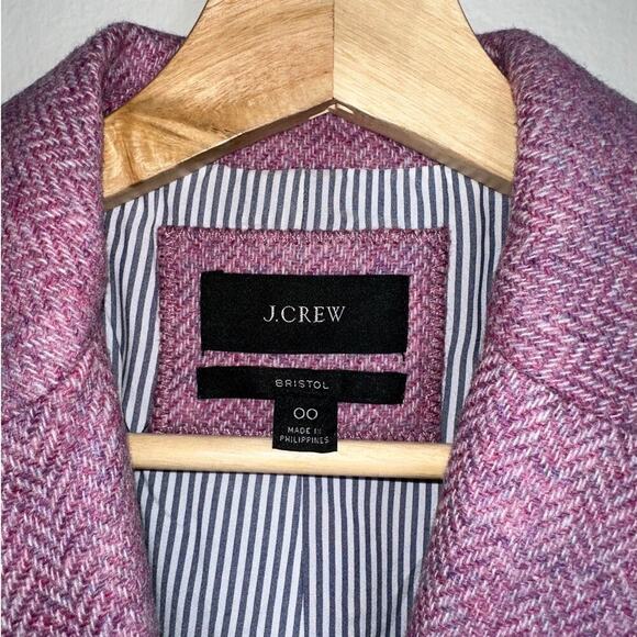 J.Crew Bristol Double-Breasted Blazer Moon Wool Lavender Herringbone Size 00 - Picture 3 of 7